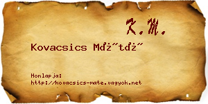 Kovacsics Máté névjegykártya