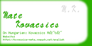 mate kovacsics business card